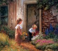 花を摘む子供たち